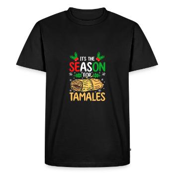 Noël C’est la saison des tamales - T-shirt Premium bio Homme - noir - Devant - Nico (187cm)
