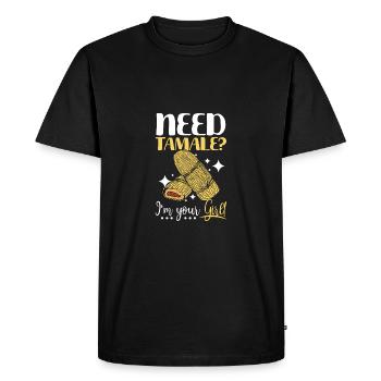 Besoin de tamale ? Je suis ta fille - T-shirt Premium bio Homme - noir - Devant - Nico (187cm)