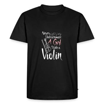 Ne sous-estimez jamais une fille avec un violon - T-shirt Premium bio Homme - noir - Devant - Nico (187cm)