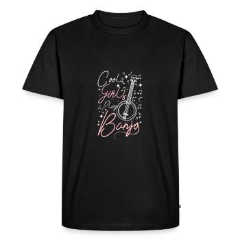 Des filles cool jouent du banjo - T-shirt Premium bio Homme - noir - Devant - Nico (187cm)