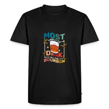 Le plus susceptible de boire tout le bourbon - T-shirt Premium bio Homme - noir - Devant - Nico (187cm)
