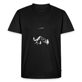 Drawn Glider Flight Mountains Sailplane Pilot - Men's Premium Organic T-Shirt - black - Front - Nico (187cm)