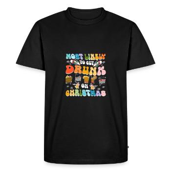 Les plus susceptibles de se saouler à Noël - T-shirt Premium bio Homme - noir - Devant - Nico (187cm)
