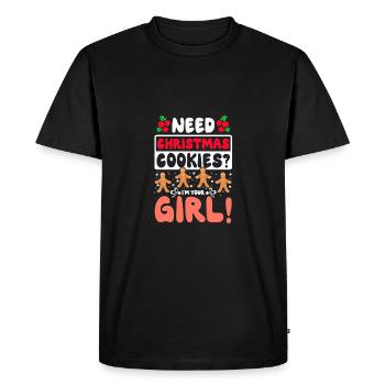 Besoin de biscuits de Noël ? Je suis ta fille ! - T-shirt Premium bio Homme - noir - Devant - Nico (187cm)
