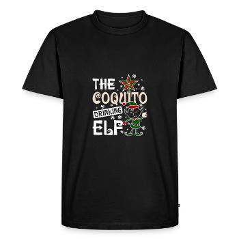 The coquito drinking elf - Men's Premium Organic T-Shirt - black - Front - Nico (187cm)