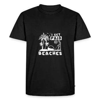 Drôle de pêche sale, je me fais payer par les plages - T-shirt Premium bio Homme - noir - Devant - Nico (187cm)