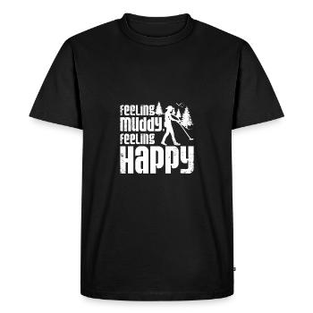 Se sentir boueux, se sentir heureux, pêche sale - T-shirt Premium bio Homme - noir - Devant - Nico (187cm)