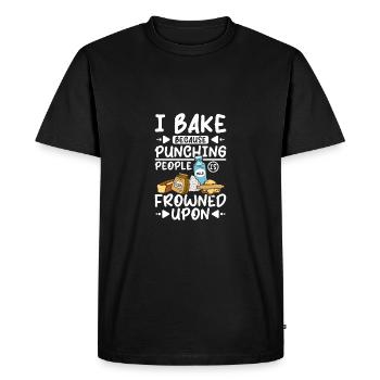 I bake because punching people is frowned upon - Men's Premium Organic T-Shirt - black - Front - Nico (187cm)