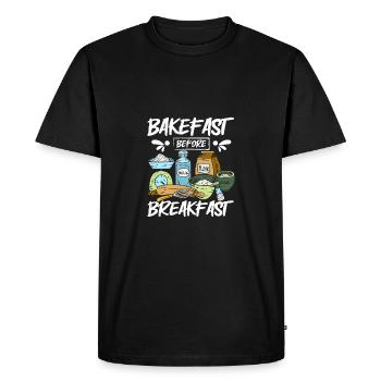 Baking bread bakefast before breakfast - Men's Premium Organic T-Shirt - black - Front - Nico (187cm)