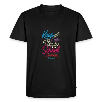 Restez calme, le secrétariat de l’école est là - T-shirt Premium bio Homme - noir - Devant - Nico (187cm)