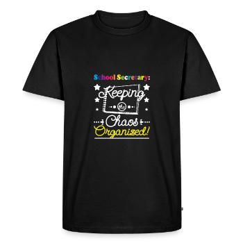 La secrétaire de l’école maintient le chaos organisé - T-shirt Premium bio Homme - noir - Devant - Nico (187cm)
