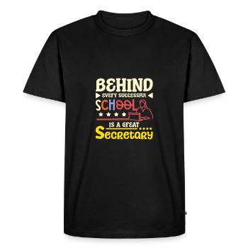 Derrière chaque école, il y a une grande secrétaire - T-shirt Premium bio Homme - noir - Devant - Nico (187cm)