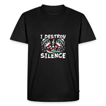 Joueur de Maracas Je détruis le silence - T-shirt Premium bio Homme - noir - Devant - Nico (187cm)