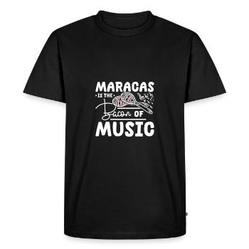 Les maracas, c’est le bacon de la musique - T-shirt Premium bio Homme - noir - Devant - Nico (187cm)