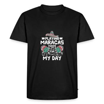 Jouer des maracas fait ma journée - T-shirt Premium bio Homme - noir - Devant - Nico (187cm)