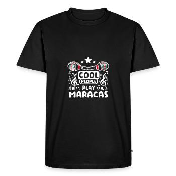 Des gens cool jouent aux maracas - T-shirt Premium bio Homme - noir - Devant - Nico (187cm)