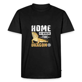 La maison est là où se trouve le dragon barbu - T-shirt Premium bio Homme - noir - Devant - Nico (187cm)