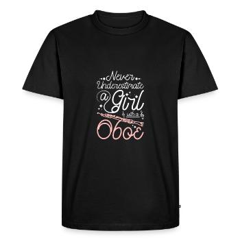 Ne sous-estimez jamais une fille avec un hautbois - T-shirt Premium bio Homme - noir - Devant - Nico (187cm)