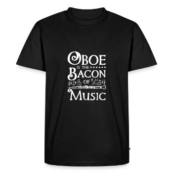 Le hautbois, c’est le bacon de la musique - T-shirt Premium bio Homme - noir - Devant - Nico (187cm)