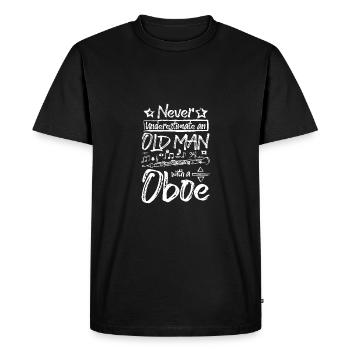 Ne sous-estimez jamais un vieil homme avec un hautbois - T-shirt Premium bio Homme - noir - Devant - Nico (187cm)