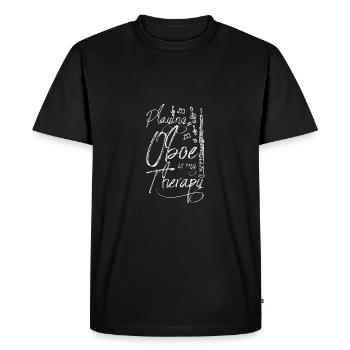 Jouer du hautbois, c’est ma thérapie - T-shirt Premium bio Homme - noir - Devant - Nico (187cm)