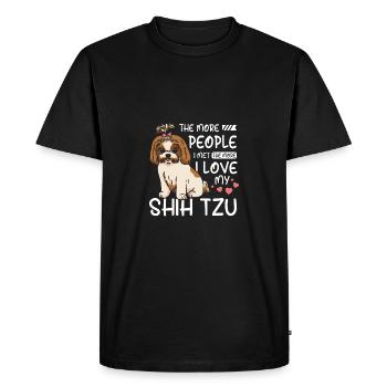Plus je rencontre de gens, plus j’aime mon Shih tzu - T-shirt Premium bio Homme - noir - Devant - Nico (187cm)