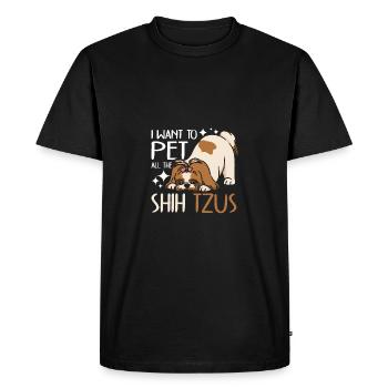 Je veux caresser tous les Shih tzus - T-shirt Premium bio Homme - noir - Devant - Nico (187cm)