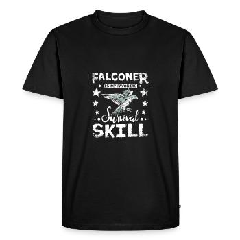 Le fauconnier est ma compétence de survie préférée - T-shirt Premium bio Homme - noir - Devant - Nico (187cm)