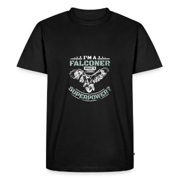Je suis fauconnier, quel est votre superpouvoir - T-shirt Premium bio Homme - noir - Devant - Nico (187cm)