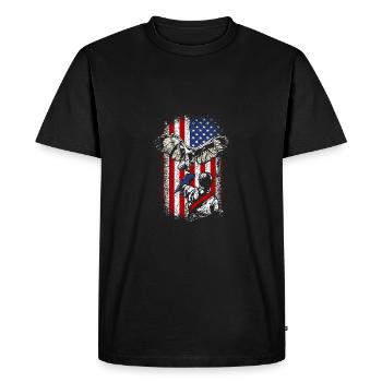Drapeau américain des Etats-Unis 4 juillet fauconnier - T-shirt Premium bio Homme - noir - Devant - Nico (187cm)