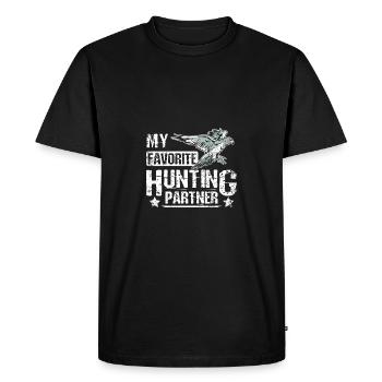 Mon partenaire de chasse préféré Falconer - T-shirt Premium bio Homme - noir - Devant - Nico (187cm)