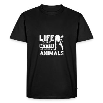 Sauvetage d’animaux de compagnie La vie est meilleure avec les animaux - T-shirt Premium bio Homme - noir - Devant - Nico (187cm)