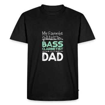 Mon clarinettiste basse préféré m’appelle papa - T-shirt Premium bio Homme - noir - Devant - Nico (187cm)