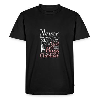 Ne sous-estimez jamais une fille avec une clarinette basse - T-shirt Premium bio Homme - noir - Devant - Nico (187cm)