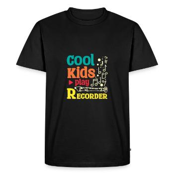 Pour les enfants Cool kids jouent à la flûte à bec - T-shirt Premium bio Homme - noir - Devant - Nico (187cm)