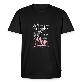 Mon flûte à bec préférée m’appelle maman - T-shirt Premium bio Homme - noir - Devant - Nico (187cm)