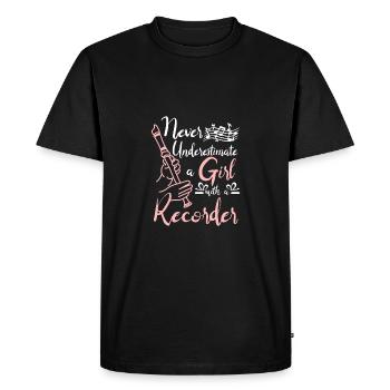 Ne sous-estimez jamais une fille avec un enregistreur - T-shirt Premium bio Homme - noir - Devant - Nico (187cm)