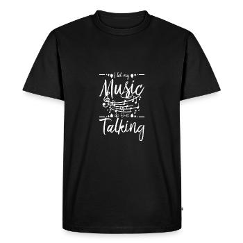 Je laisse ma musique parler - T-shirt Premium bio Homme - noir - Devant - Nico (187cm)