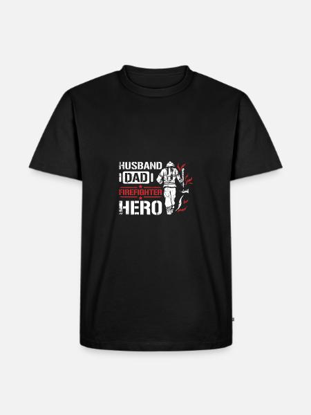 Husband dad firefighter hero - Men's Premium Organic T-Shirt - black