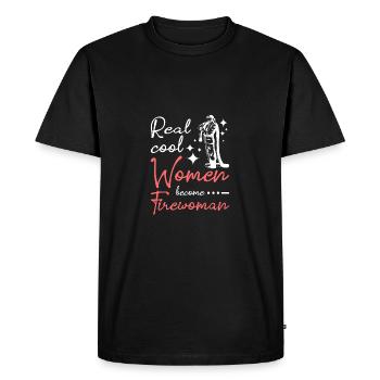 De vraies femmes cool deviennent pompières - T-shirt Premium bio Homme - noir - Devant - Nico (187cm)