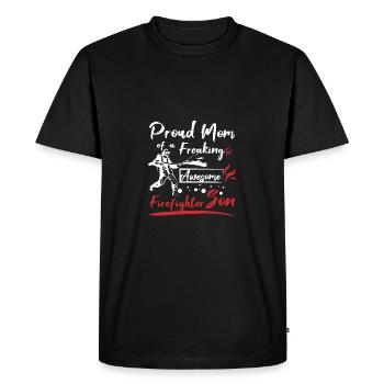 Proud mom of an awesome firefighter son - Men's Premium Organic T-Shirt - black - Front - Nico (187cm)
