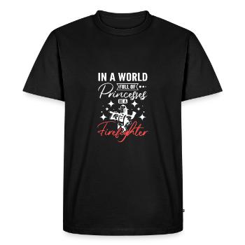 In a world full of princesses be a firefighter - Men's Premium Organic T-Shirt - black - Front - Nico (187cm)