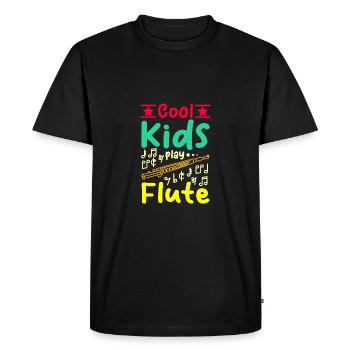 For children, cool kids play flute - Men's Premium Organic T-Shirt - black - Front - Nico (187cm)