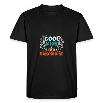 Children cool kids play saxophone - Men's Premium Organic T-Shirt - black - Front - Nico (187cm)