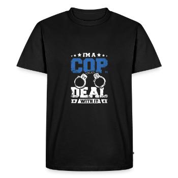 Policier, je suis un flic, je m’en occupe - T-shirt Premium bio Homme - noir - Devant - Nico (187cm)