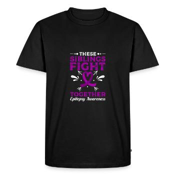 These siblings fight together, epilepsy awareness - Men's Premium Organic T-Shirt - black - Front - Nico (187cm)