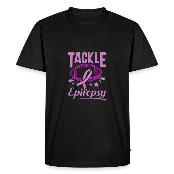 Football tackle epilepsy, epilepsy awareness - Men's Premium Organic T-Shirt - black - Front - Nico (187cm)