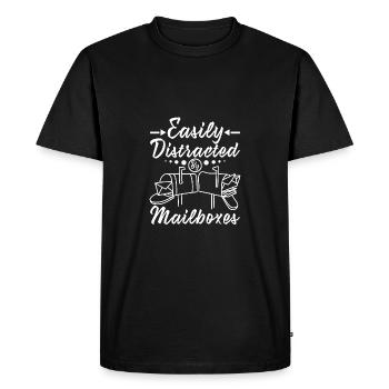Facilement distrait par les boîtes aux lettres Drôle de postier - T-shirt Premium bio Homme - noir - Devant - Nico (187cm)
