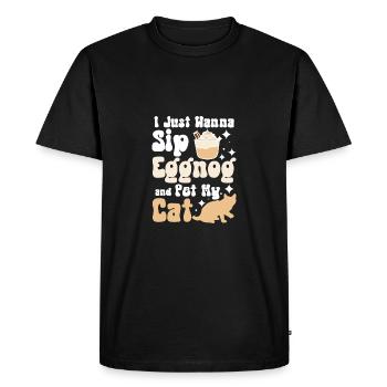 Je veux juste siroter du lait de poule et caresser mon chat - T-shirt Premium bio Homme - noir - Devant - Nico (187cm)