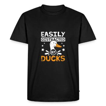 Pet pekin duck easily distracted by ducks - Men's Premium Organic T-Shirt - black - Front - Nico (187cm)